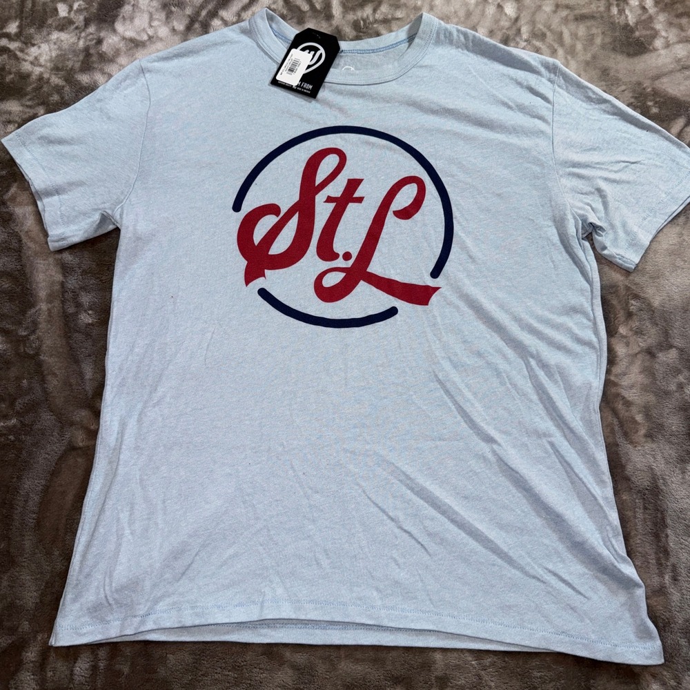 Where I'm From STL Circle Graphic Tee Mens M Light‎ Blue NEW St. Louis Shirt